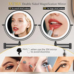 FUNTOUCH 20X/3X Rechargeable Wall Mounted Makeup Vanity Mirror - Image 2