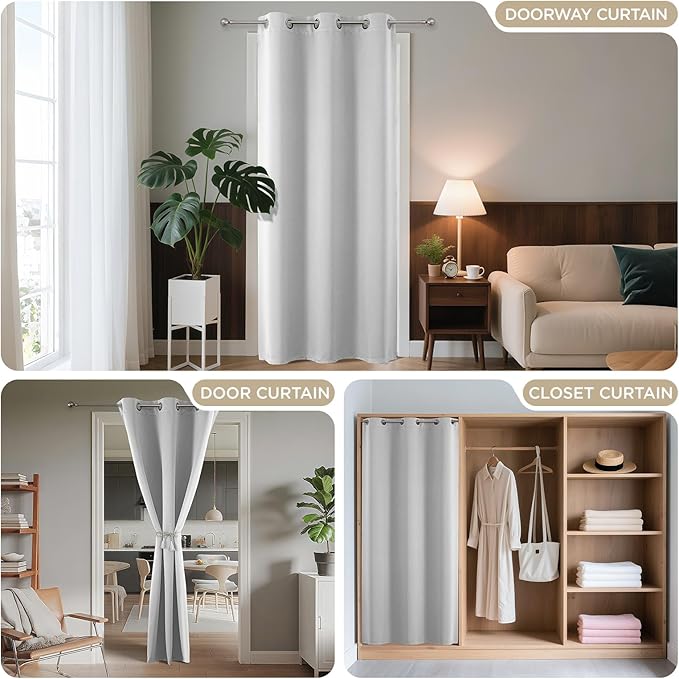 Joydeco Blackout Door Curtain for Doorway Privacy 90 Inches Long, Grommet - Image 4