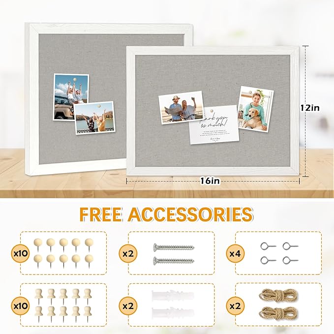 DOLLAR BOSS Cork Boards with Linen 2-Pack 16''X 12'' Cork Board - Image 5