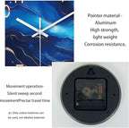 Glass Blue Wall Clocks Battery Operated 16 Inch Marble Pattern Big Clock - Image 7