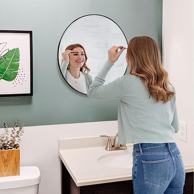 Fabuday Black Round Mirror for Wall 24 inch - Image 3