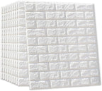 MYOYAY 10 Pcs 3D Wall Panels Peel and Stick 27.5 x 30.3 Inch White Brick - Image 9