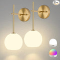 Gold Battery Operated Wall Sconces Set of 2, Rechargeable Wireless Wall Lights by KeepShinning
