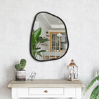 Asymmetrical Mirror Large 20"x16" Irregular Oval Wall Mirror Modern Wood Frame - Image 4