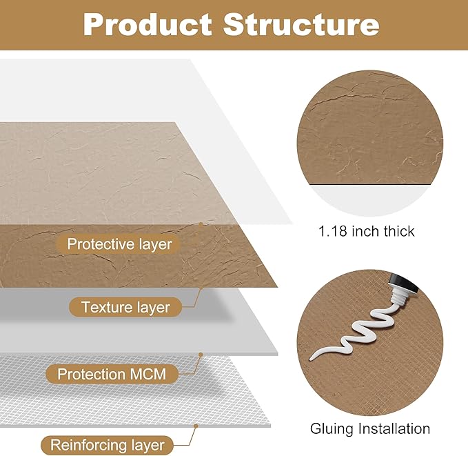 KASARO 3D Faux Stone Wall Panels, Modified Clay Material, Accent - Image 3