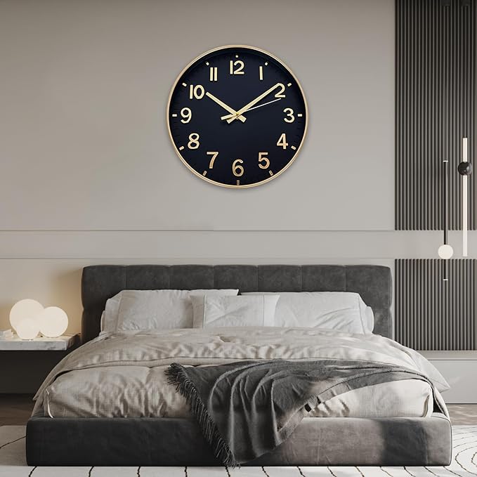 HZDHCLH Wall Clocks Battery Operated, Wall Clock Black Gold, 10 inch Wall Clock - Image 7