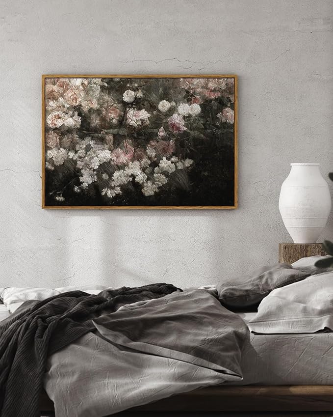 InSimSea Framed Canvas Wall Art Vintage Decor, Home Decor Garden in May Flower - Image 2