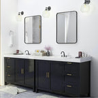 Wall Mount Mirror for Bathroom, Brushed Black Metal Framed Rounded Corner - Image 3