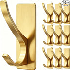 10 Pack Brushed Gold Self Adhesive Coat Hooks by pickpiff