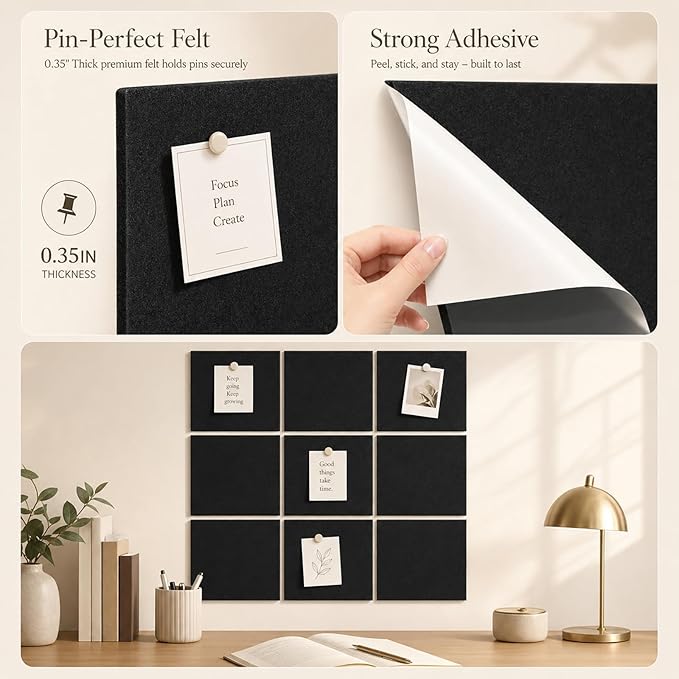 Large Cork Boards for Walls – 36" x 24" Self Adhesive Felt Wall Tiles - Image 3