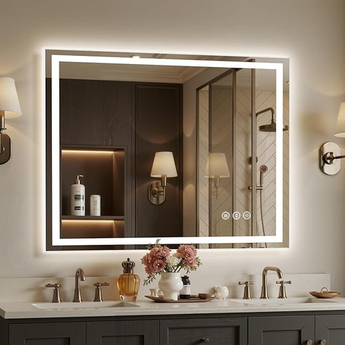 48X36 LED Bathroom Mirror with Lights, Backlit + Front Lit, Lighted Bathroom by Rpoesx