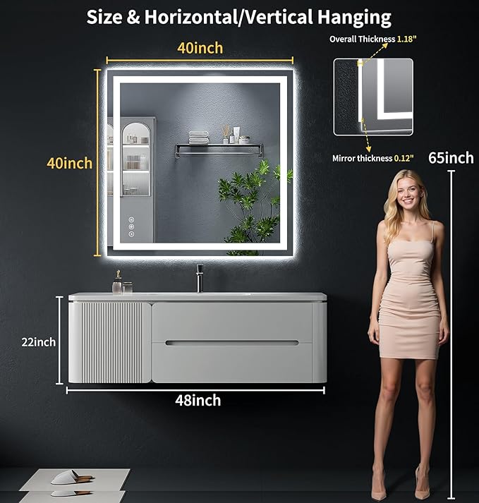 40"x40" LED Bathroom Mirror - Image 8