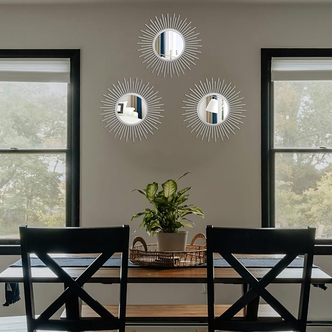 3 Set Sunburst Mirrors for Wall Decorative Metal Mirrors Small Mirror Sets - Image 4