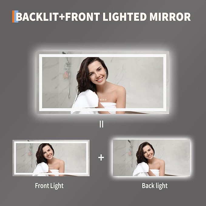 LED Bathroom Mirror 55 x 26 inch, Lighted Bathroom Vanity Mirror - Image 3