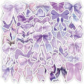 Purple Bow Stickers 55Pcs Vinyl Cute Aesthetic Bows Stickers for Water Bottle Scrapbook Laptop Luggage Helmet Bike Computer Motorcycle Skateboard,Waterproof Funny Trendy Decals for Teens Girls Women