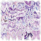 Purple Bow Stickers 55Pcs Vinyl Cute Aesthetic Bows Stickers for Water Bottle Scrapbook Laptop Luggage Helmet Bike Computer Motorcycle Skateboard,Waterproof Funny Trendy Decals for Teens Girls Women