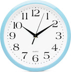 Bernhard Products Light Blue Wall Clock Silent Non Ticking by BernhardProducts