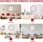 HZDHCLH Wall Clock Red, Silent Wall Clocks Battery Operated 12 Inch Modern Non - Image 5