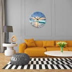 Blue Beach Wall Clock for Bedroom Glass Wall Clocks Battery Operated 12 Inch - Image 3