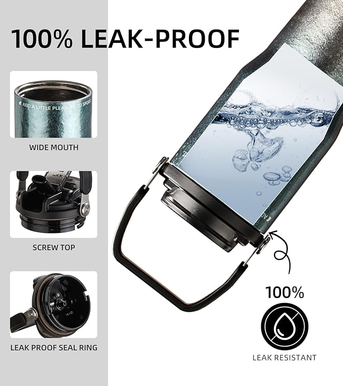 TKK 24oz Pure Titanium Inner Tumbler with Straw Lid, Vacuum Insulated Cup Leakproof Double Walled Travel Mug with Handle, Dishwasher Safe for Hot/Cold Drinks, Titanium Blue