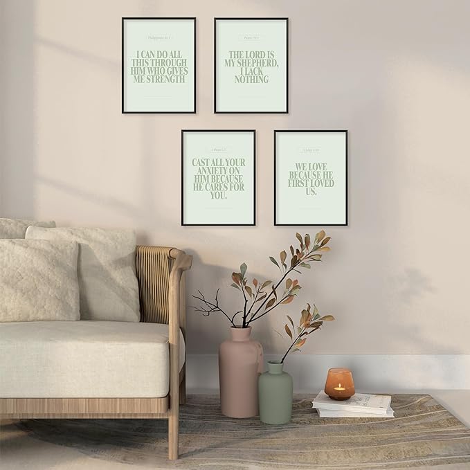 Locomiss Sage Green Christian Wall Art Decor, Modern Bible Verse Prints - Image 5
