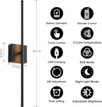 KARTOOSH 32.2 Inch 9 RGB Color Battery Operated Wireless Wall Sconces Set of Two - Image 5