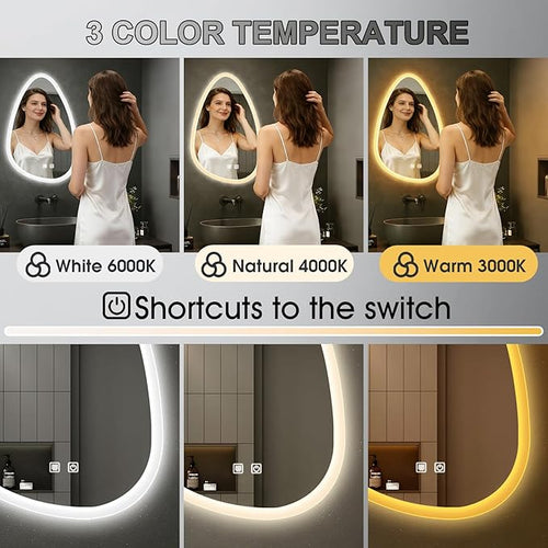 20x28 LED Bathroom Mirror with Lights Irregular, Lighted Bathroom Vanity Mirror - Image 2