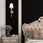 YENHOME Black Velvet Textured Peel and Stick Wallpaper Vintage Crinkle Velvet - Image 2