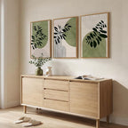 Framed Boho Botanical Wall Art for Living Room, 3 Piece Modern Green Bohemian - Image 2