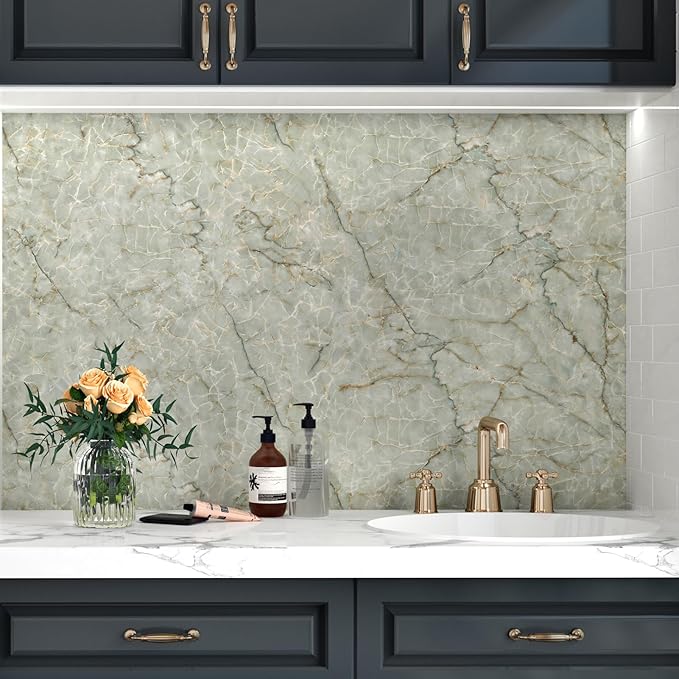 Cyan Glossy Marble Contact Paper Peel and Stick Countertops Self Adhesive - Image 6