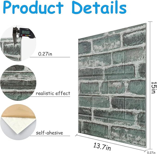 3D Wall Panels Peel and Stick in Green，20 PCS XPE Foam 3D Wallpaper, Faux Brick - Image 2
