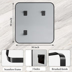 Bathroom Mirror for Wall, 30 Inch Square Mirror, Matte Black Metal Framed - Image 4