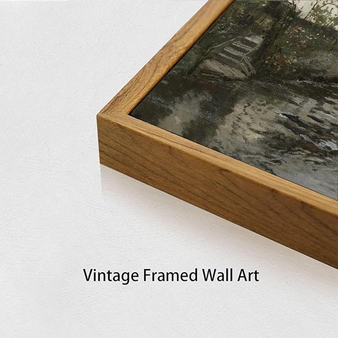 OIQArtOIQ Vintage Landscape Canvas Wall Art Framed Natural Scenery Painting - Image 5