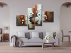 Wieco Art Large Size Decorative Elegant Flowers 4 Panels 100% Hand-painted - Image 2