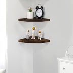 Joiishom Wood Corner Wall Shelves Set of 2, Solid Wood Corner Floating Shelves - Image 4