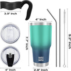 WETOWETO 30 oz Tumbler with 2 Straws and 2 Lids, Stainless Steel Insulated Vacuum Coffee Tumbler Cup, Double Wall Leakproof Travel Mug (Green-Blue Gradient, 1 Pack)
