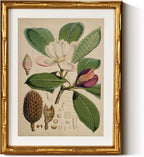 InSimSea Gold Bamboo Framed Canvas Wall Art, Retro Nature Magnolia Botanical by InSimSeaArt