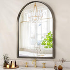 Arched Wall Mirror Bathroom Mirror Brushed Metal Vanity Wall Mounted Mirror by HLFMVWE