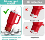 Upgrade 2PCS Protective Silicone Boot Bumper for Stanley Quencher Adventure 40oz 30oz IceFlow 20oz 30oz Tumbler, Water Bottle Bottom Sleeve Cover Accessories for Stanley Mug Cup(Dark Red)