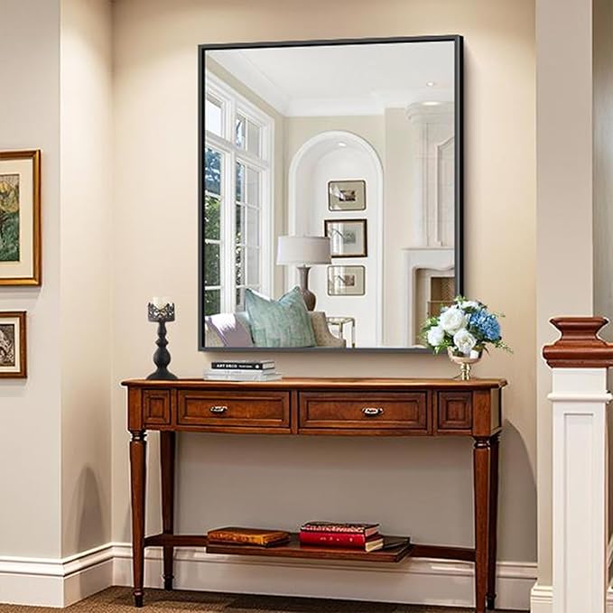KOCUUY Black Bathroom Mirror, 30x36 Inch Rectangle Mirror - Image 7