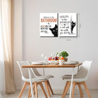 MUWAK Funny Welcome to the Bathroom Slogan Wall Art Set of 2 – Cat will Be - Image 3
