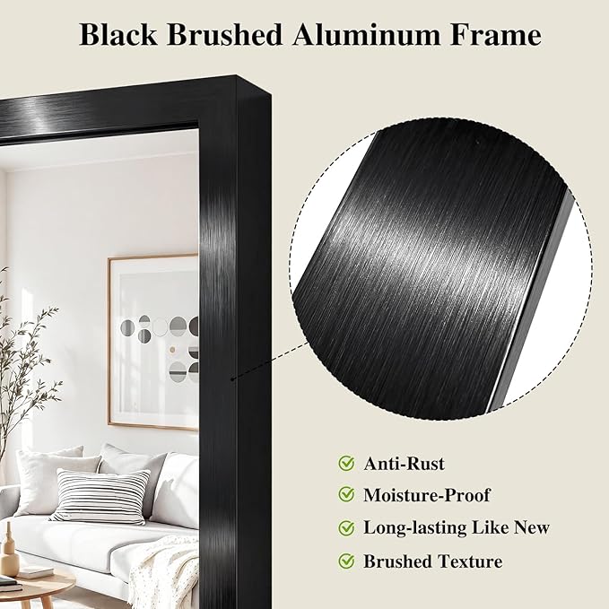 Koonmi Black Mirrors for Wall, 36x60 Inch Bathroom Mirror, Rectangular Wall - Image 4