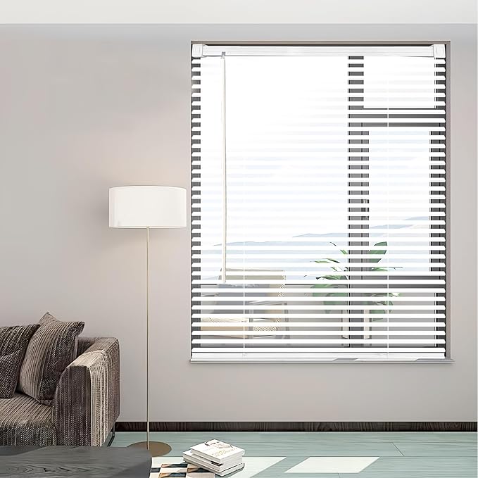 Cordless Vinyl Mini L Blinds 44" W x 64" H, Light Filtering, Arrive 1/2 Inch by Unknown