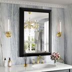 Amorho Black Bathroom Mirror, 24x32 Inch Thick Metal Framed Wall Mirrors by Amorho