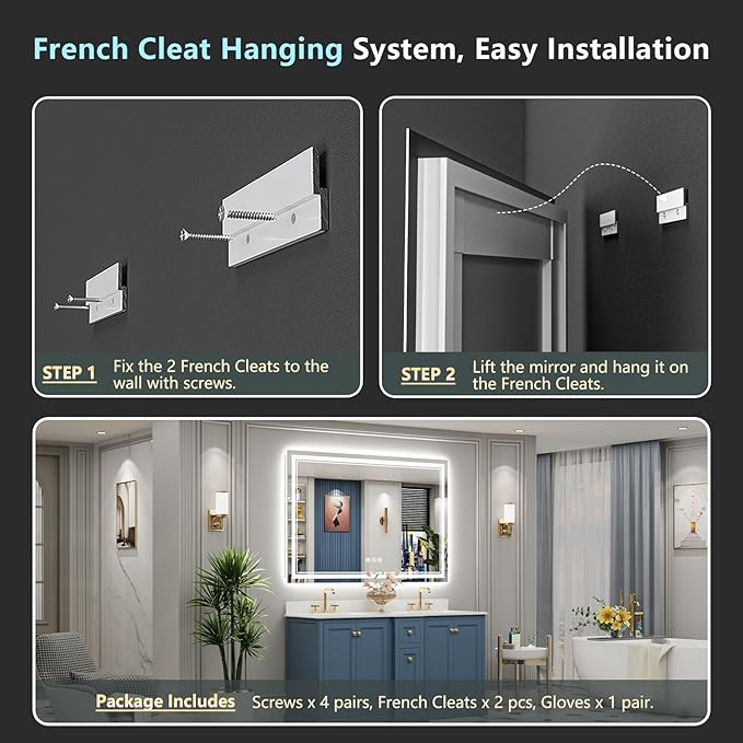 60x36 LED Bathroom Mirror with Lights, Backlit and Front Lit Anti-Fog Lighted - Image 9