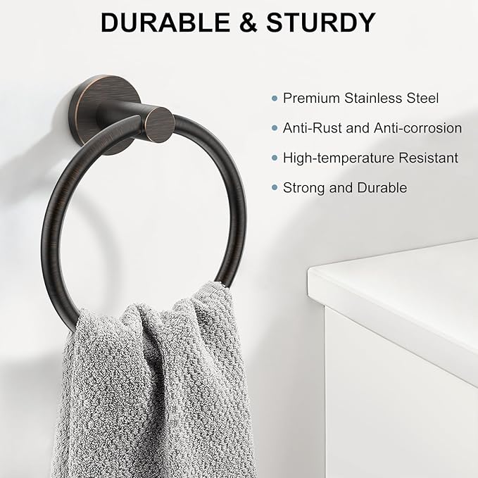 SetSail Towel Holder for Bathroom Wall Screw-in Towel Ring Stainless Steel Hand - Image 2