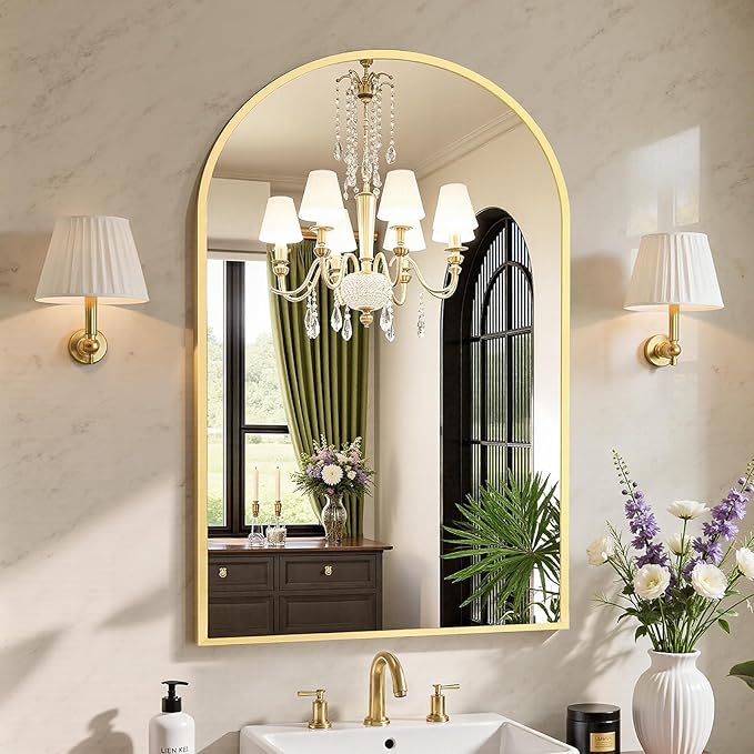 Sweetcrispy 20"x31" Arched Gold Bathroom Mirrors - Image 7