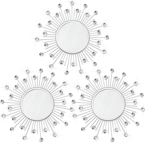 3 Pack Metal Mirrors for Wall Sunburst Wall Mirrors Home Décor Decorative by Uaussi