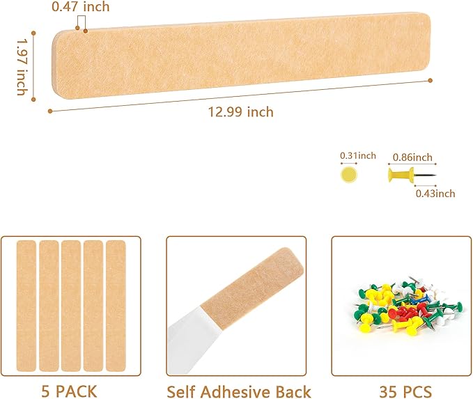 5 Pack Felt Pin Board Bar Strips Bulletin Board - Image 5