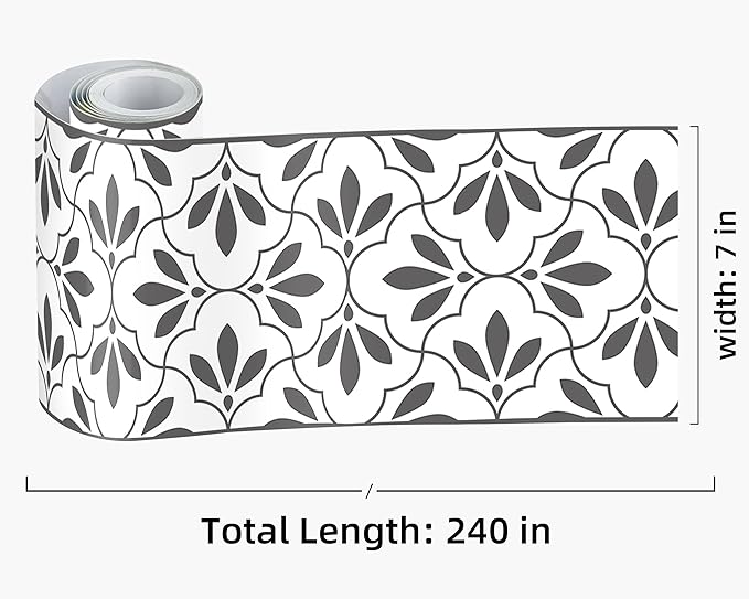 FLFK Wallpaper Border Black and White Patterns Peel and Stick Wall Border Self - Image 2